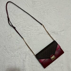 Michael Kors Red and Brown Crossbody Bag